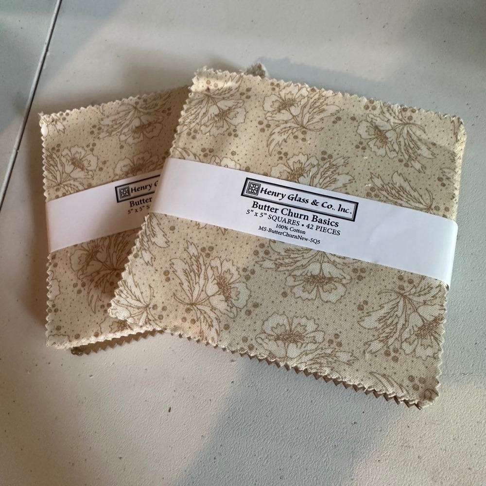 Henry Glass Butter Churn Basics 5 inch Fabric Charm Pack 42pc Cotton 2pk MS-SQ5
